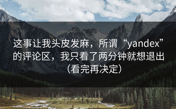 这事让我头皮发麻，所谓“yandex”的评论区，我只看了两分钟就想退出（看完再决定）